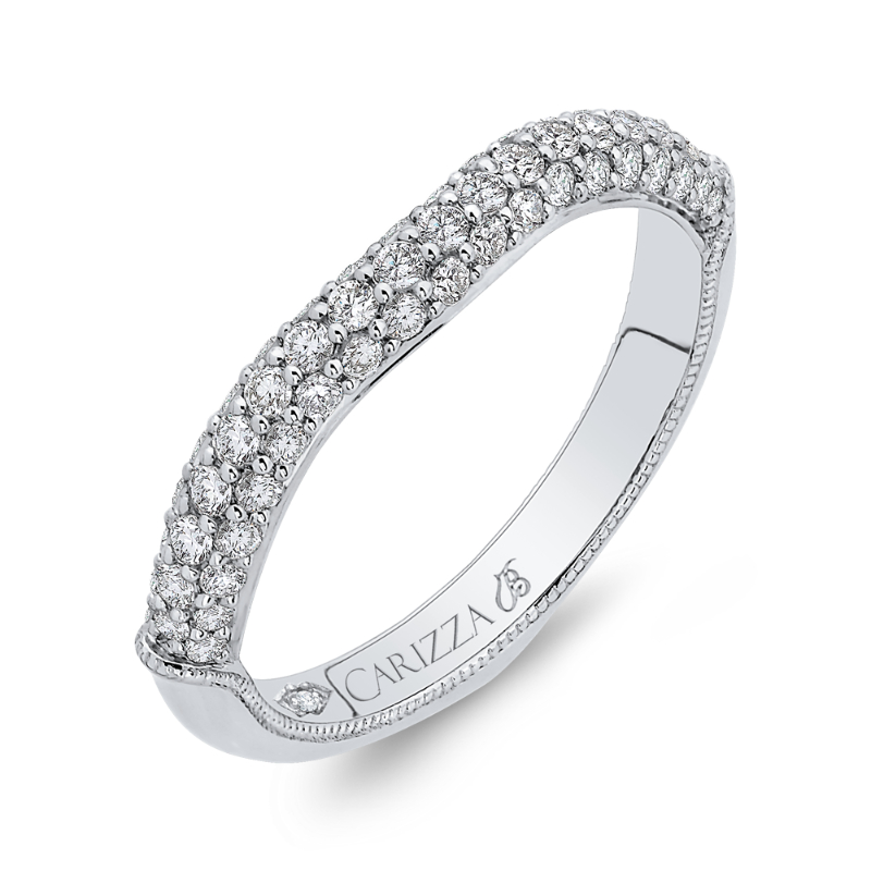 Round Diamond Wedding Band in 18K White Gold