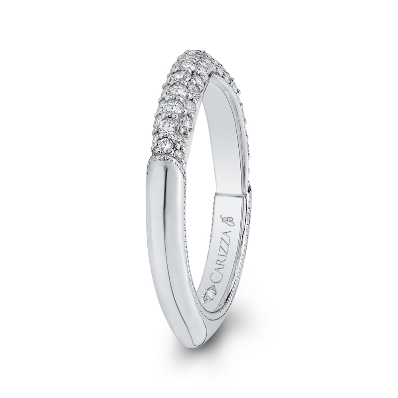 Round Diamond Wedding Band in 18K White Gold