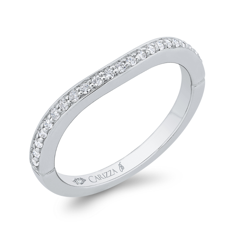 Diamond Counter Wedding Band in 18K White Gold
