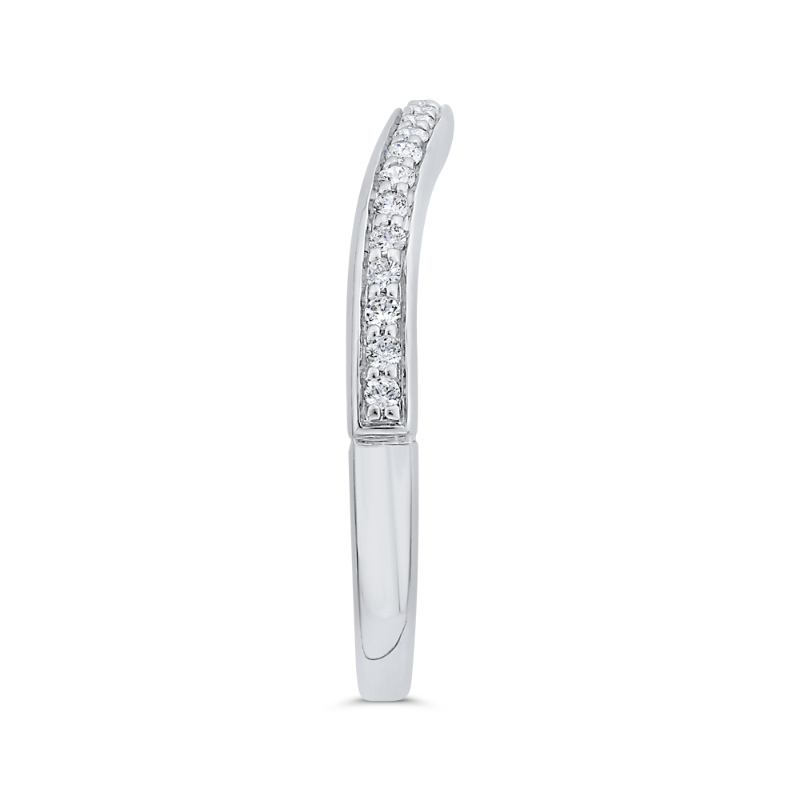 Diamond Counter Wedding Band in 18K White Gold