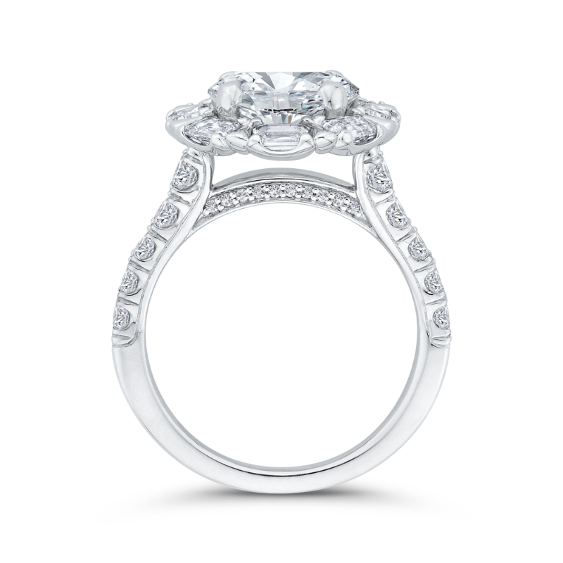 Diamond Halo Engagement Ring in 18K White Gold (Semi-Mount)
