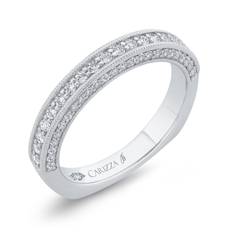Euro Shank Diamond Wedding Band in 18K White Gold