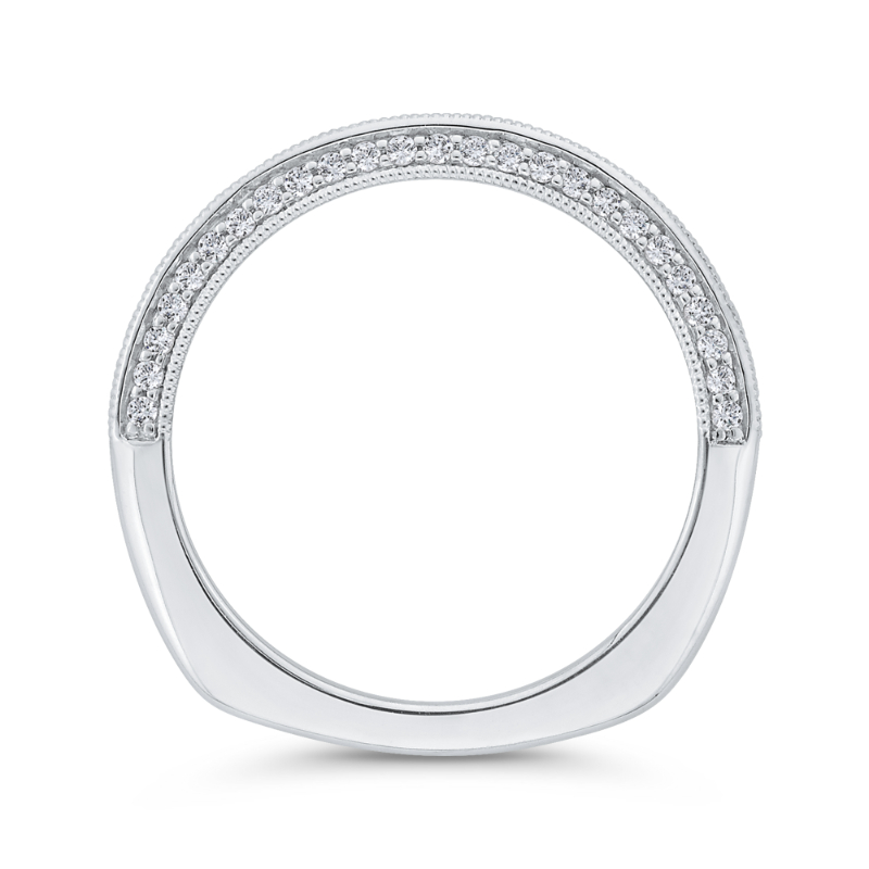 Euro Shank Diamond Wedding Band in 18K White Gold