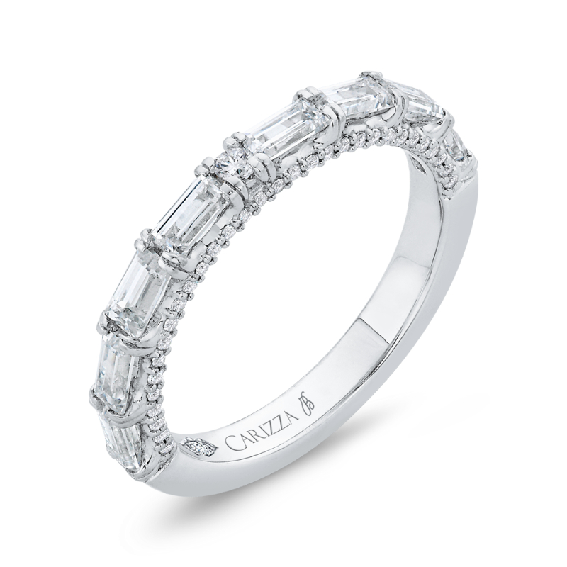 Baguette Cut & Diamond Wedding Band in 18K White Gold