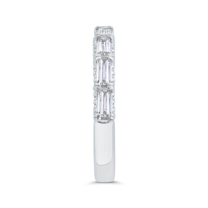 Baguette Cut & Diamond Wedding Band in 18K White Gold