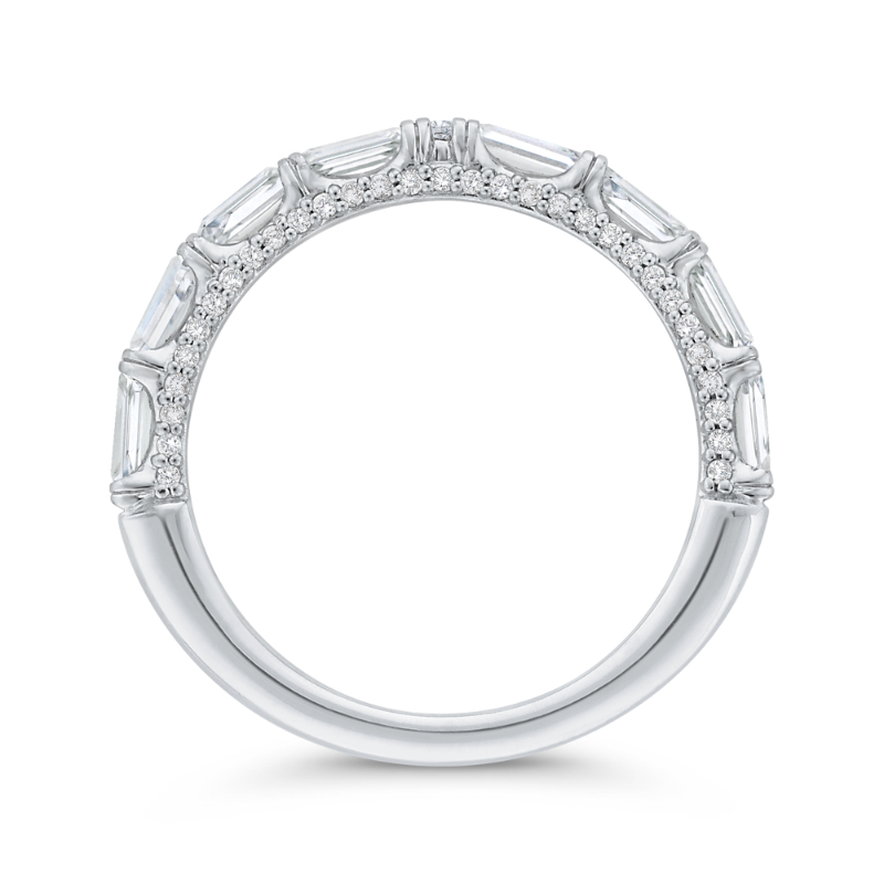 Baguette Cut & Diamond Wedding Band in 18K White Gold