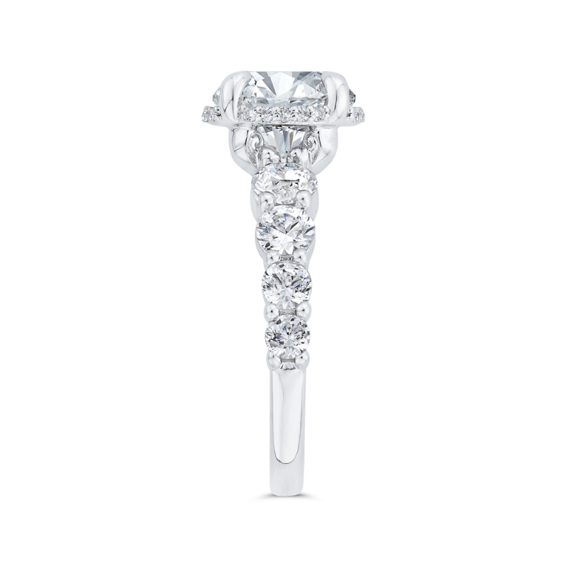 Diamond Halo Engagement Ring in 14K Rose Gold (Semi-Mount)