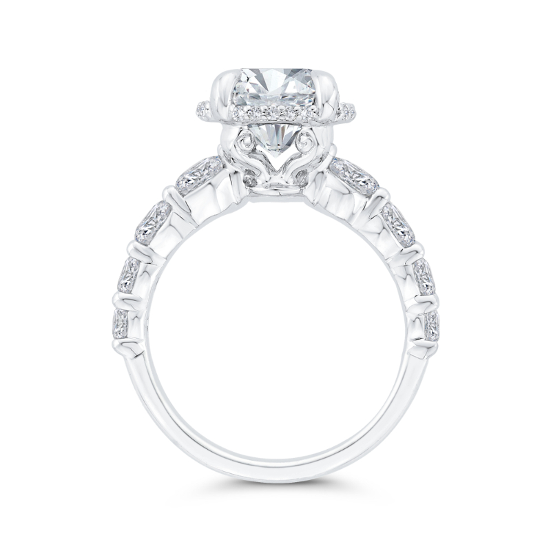 Diamond Halo Engagement Ring in 14K Rose Gold (Semi-Mount)