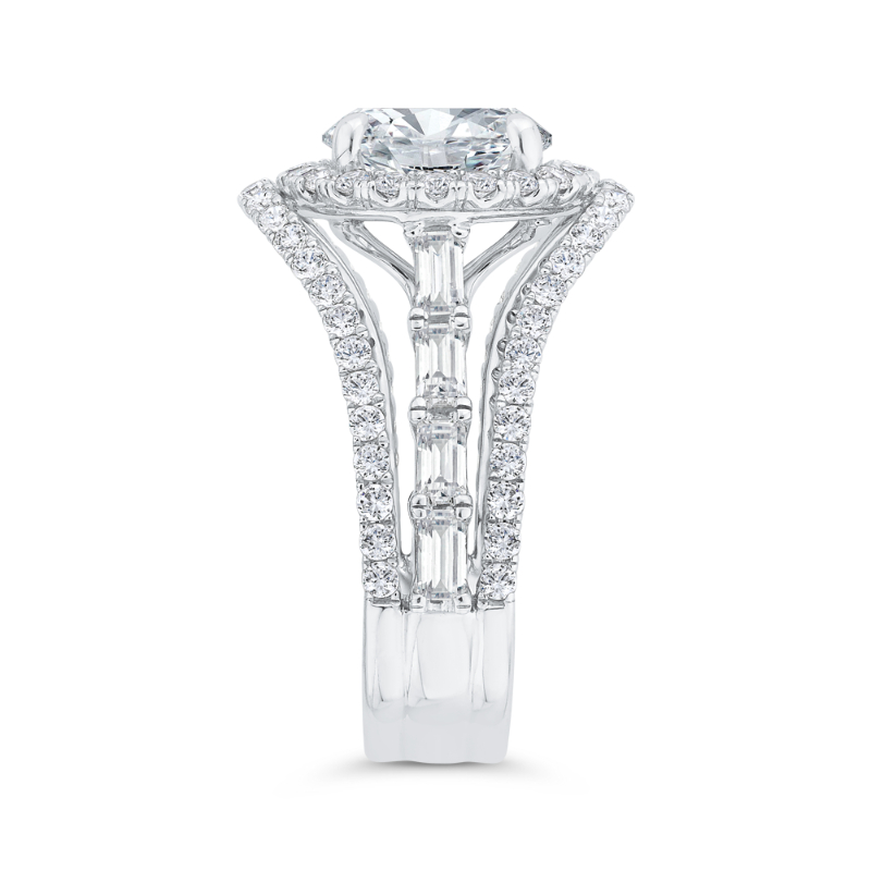 Split Shank Diamond Halo Engagement Ring in 14K White Gold (Semi-Mount)