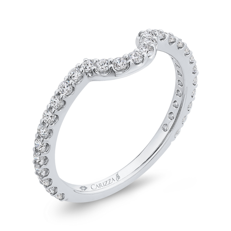Round Diamond Wedding Band in 18K White Gold