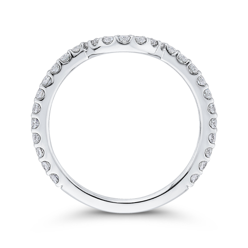 Round Diamond Wedding Band in 18K White Gold