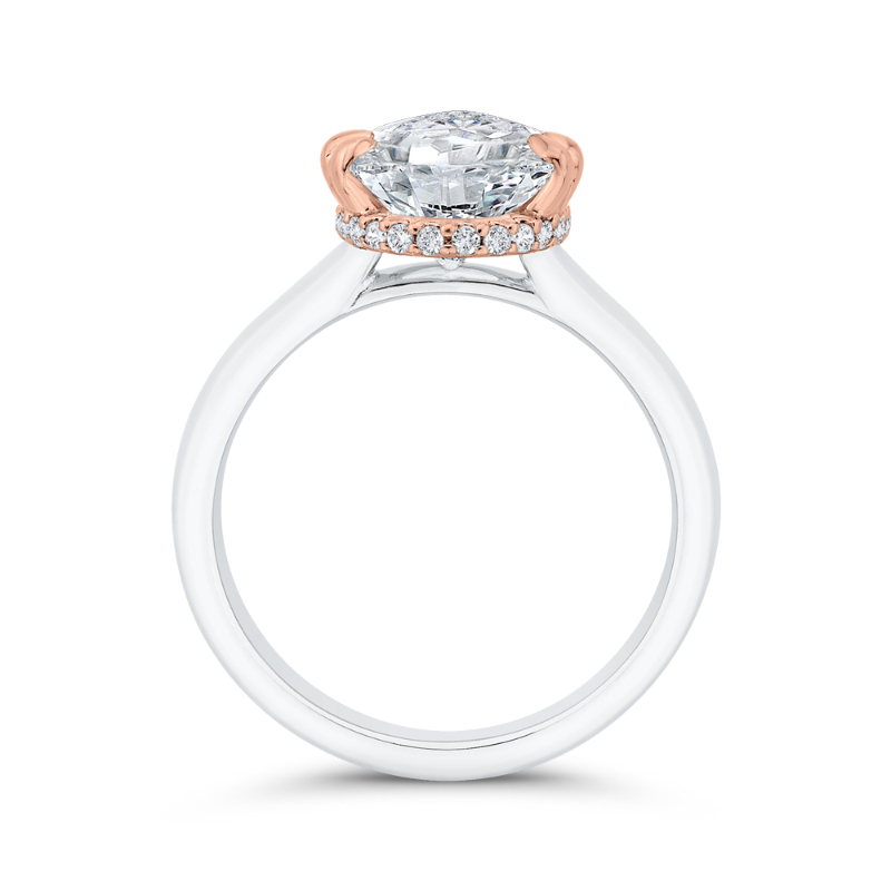 Split Shank Pear Cut Diamond Halo Engagement Ring in 14K Two Tone Gold (Semi-Mount)