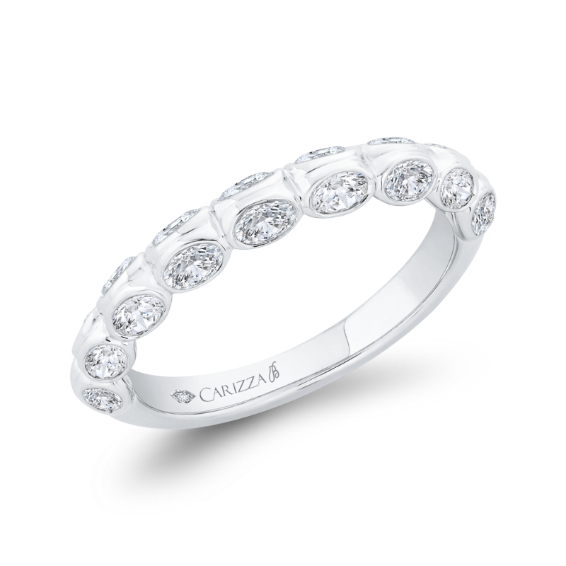 Bezel Set Diamond Wedding Band in 14K White Gold