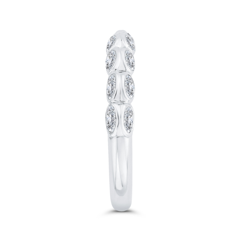 Bezel Set Diamond Wedding Band in 14K White Gold