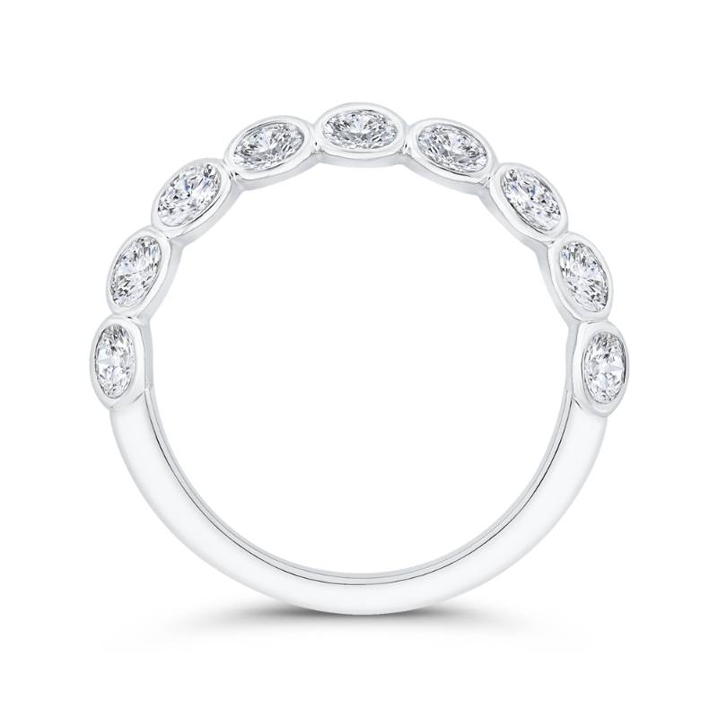 Bezel Set Diamond Wedding Band in 14K White Gold