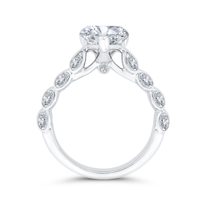 Bezel Set Pear Cut Diamond Engagement Ring in 14K White Gold (Semi-Mount)