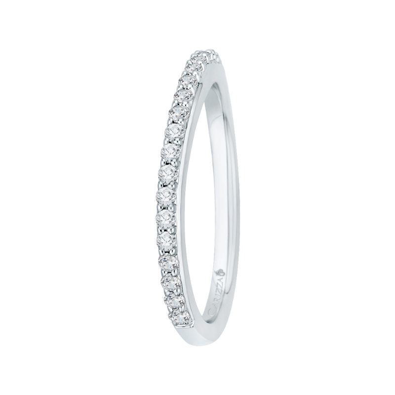 Round Diamond Wedding Band in 18K White Gold