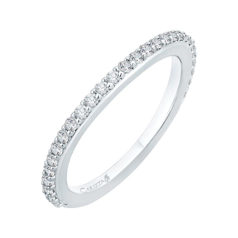 Round Diamond Wedding Band in 18K White Gold