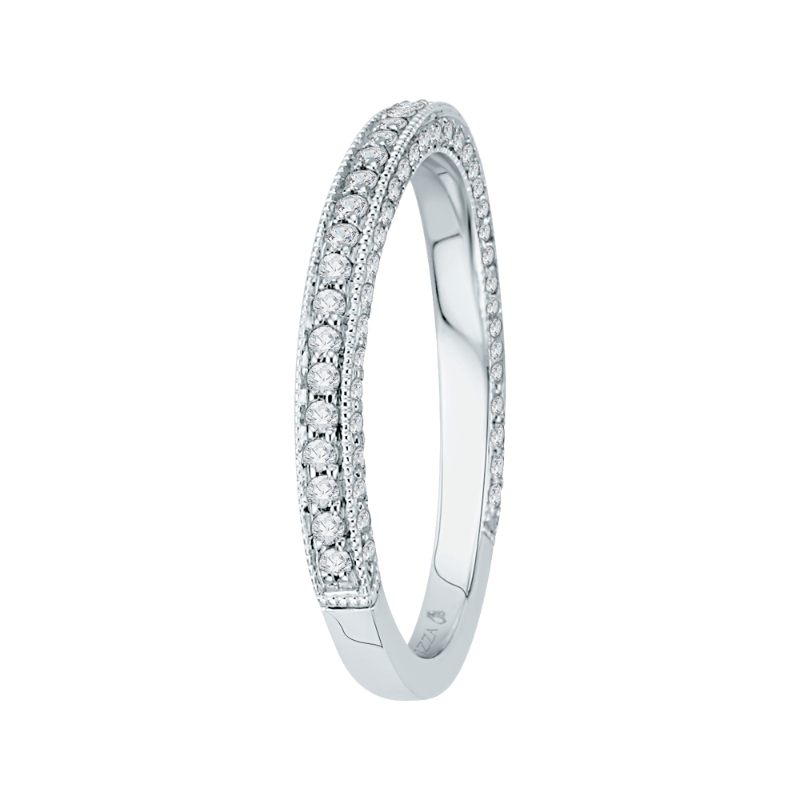 Round Diamond Wedding Band in 18K White Gold