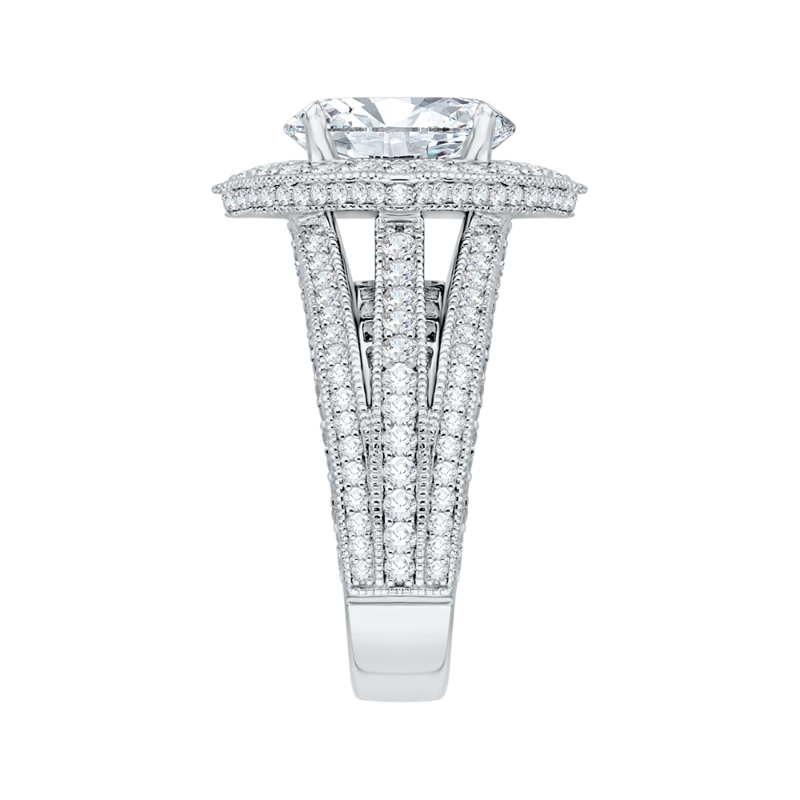Oval Cut Diamond Halo Engagement Ring in 18K White Gold (Semi-Mount)