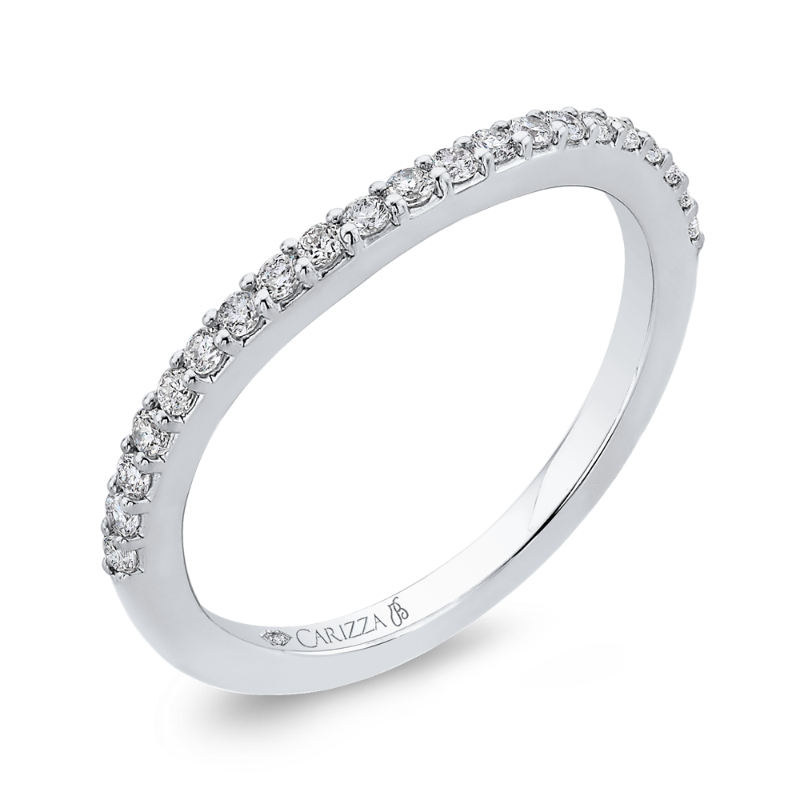Round Diamond Wedding Band in 18K White Gold