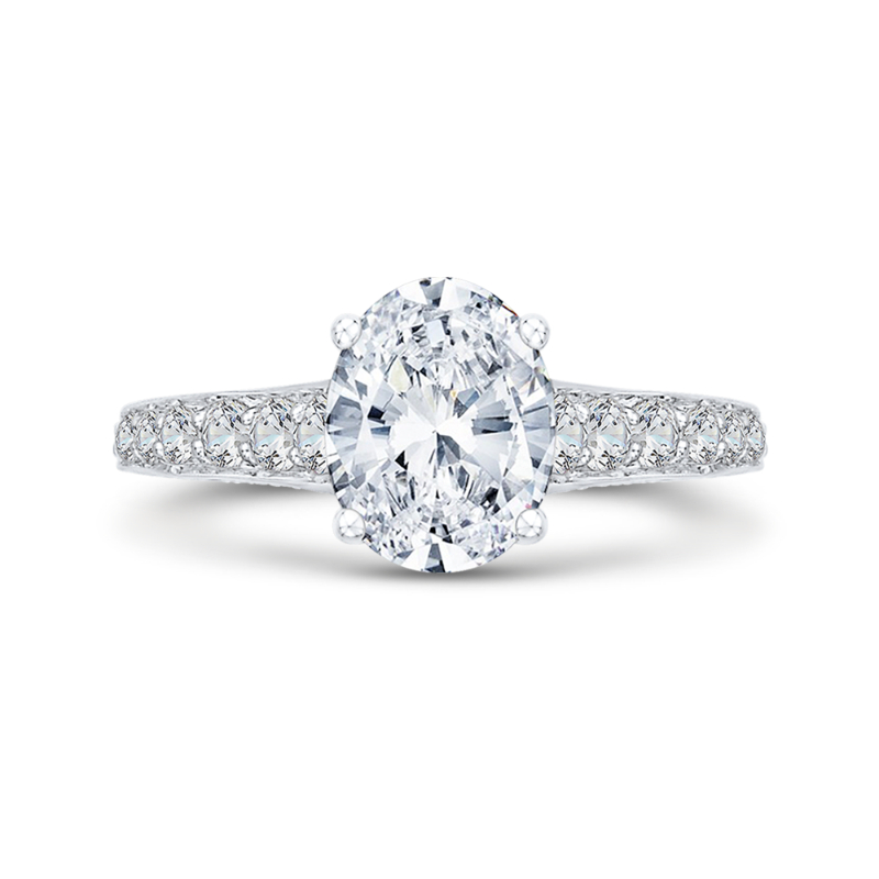Oval Cut Diamond Engagement Ring in 18K White Gold (Semi-Mount)