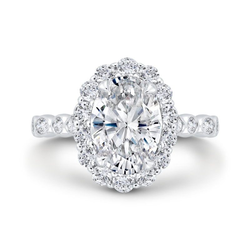 Diamond Halo Engagement Ring in 14K White Gold (Semi-Mount)