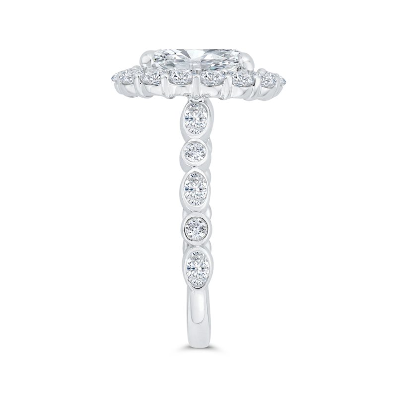 Diamond Halo Engagement Ring in 14K White Gold (Semi-Mount)