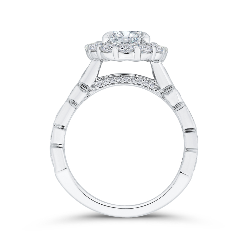 Diamond Halo Engagement Ring in 14K White Gold (Semi-Mount)