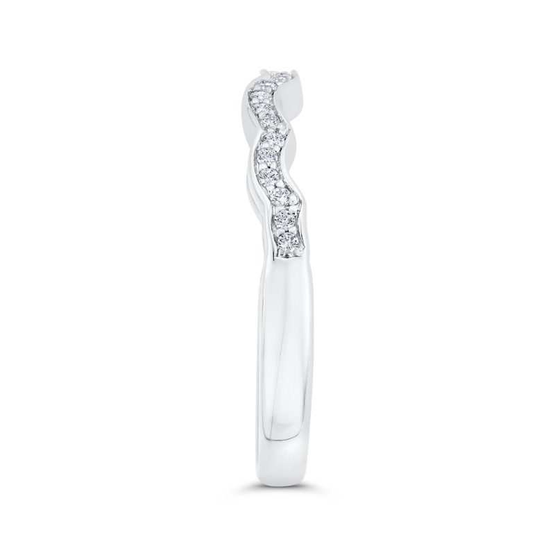 1/2 Run Round Diamond Wedding Band in 14K White Gold