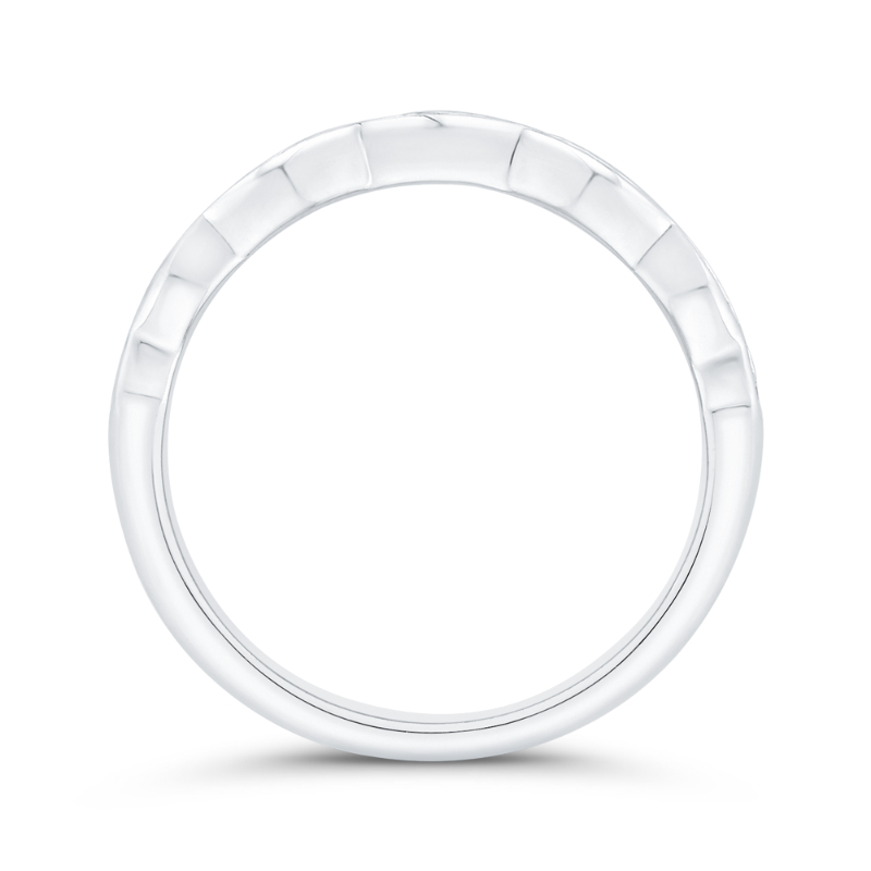 1/2 Run Round Diamond Wedding Band in 14K White Gold