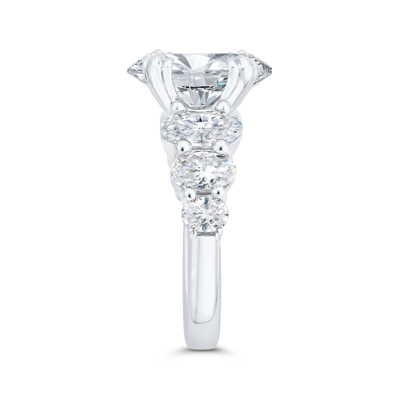1/2 Run Oval Cut Diamond Engagement Ring in 14K White Gold (Semi-Mount)