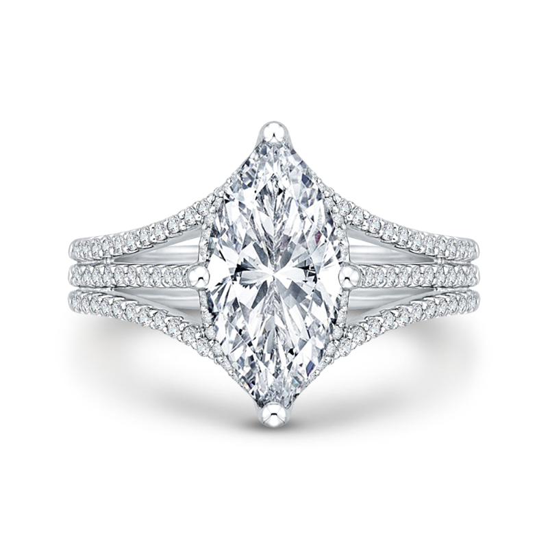 Marquise Cut Diamond Engagement Ring in 18K White Gold (Semi-Mount)