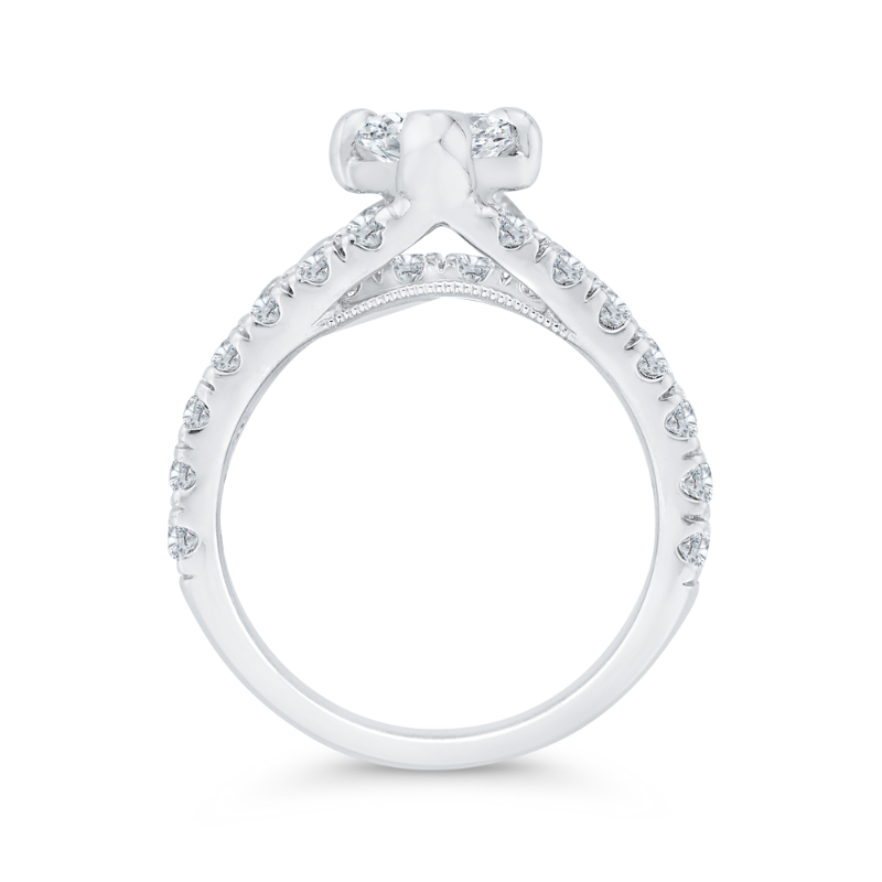 Three Row Marquise Cut Diamond Engagement Ring in 14K White Gold (Semi-Mount)