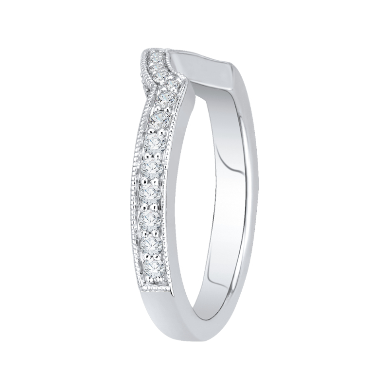 Round Diamond Wedding Band in 18K White Gold