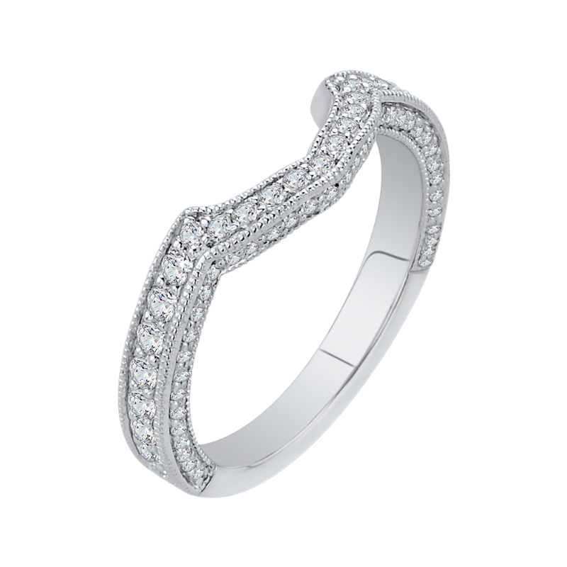 Round Diamond Wedding Band in 18K White Gold