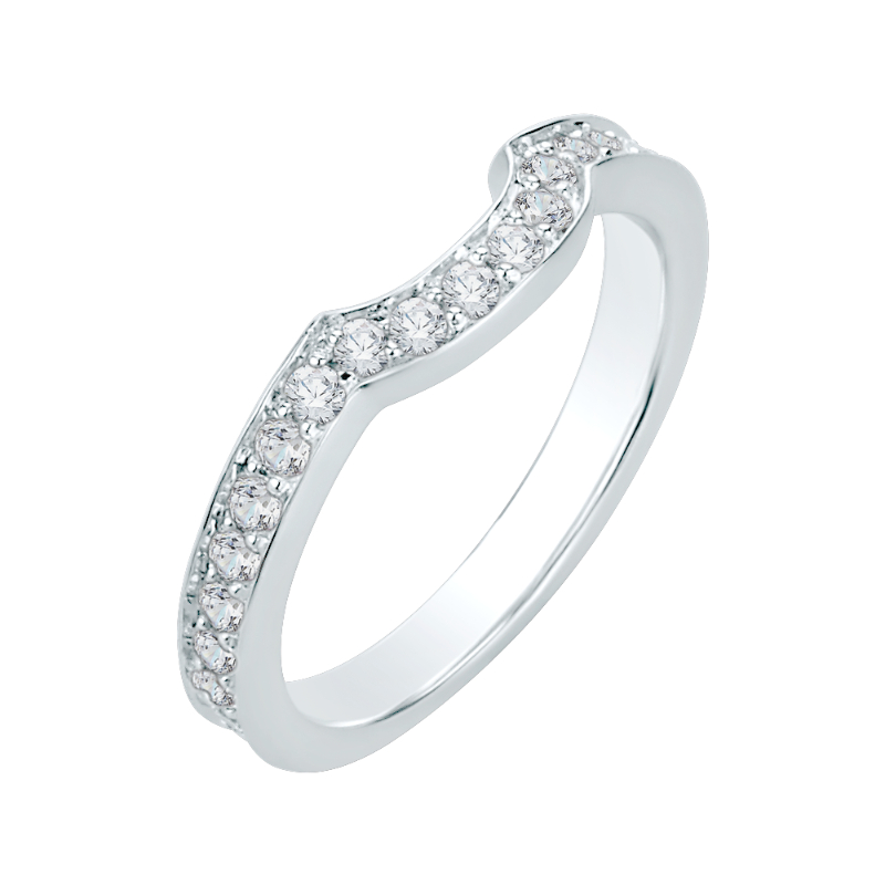 Round Diamond Wedding Band in 18K White Gold