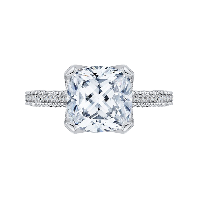 Cushion Cut Diamond Engagement Ring in 18K White Gold (Semi-Mount)