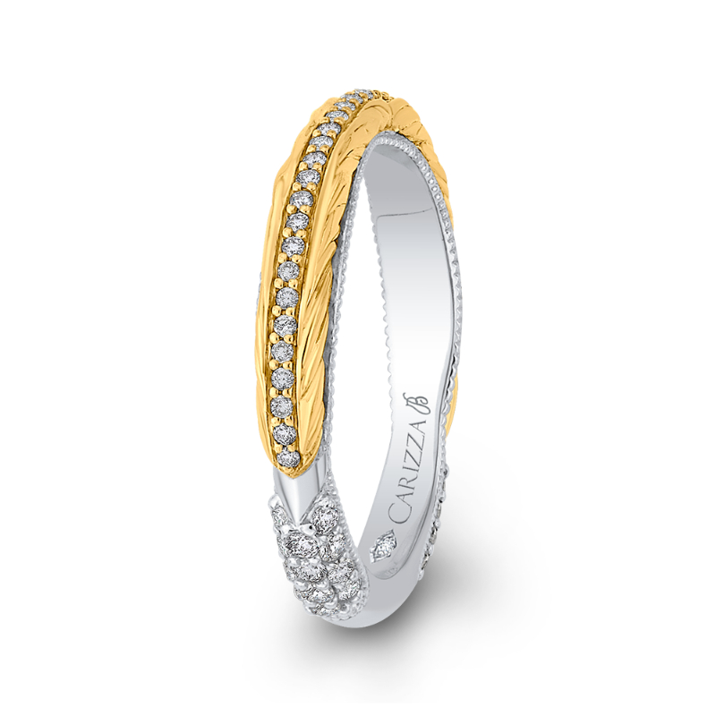 Round Diamond Wedding Band in 18K Two-Tone Gold