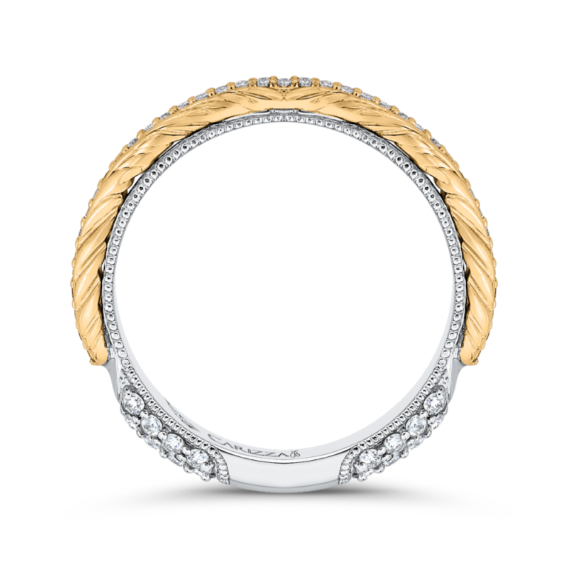 Round Diamond Wedding Band in 18K Two-Tone Gold