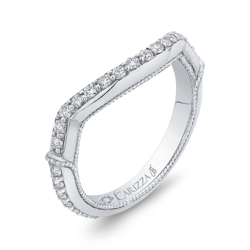 Round Diamond Wedding Band in 18K White Gold