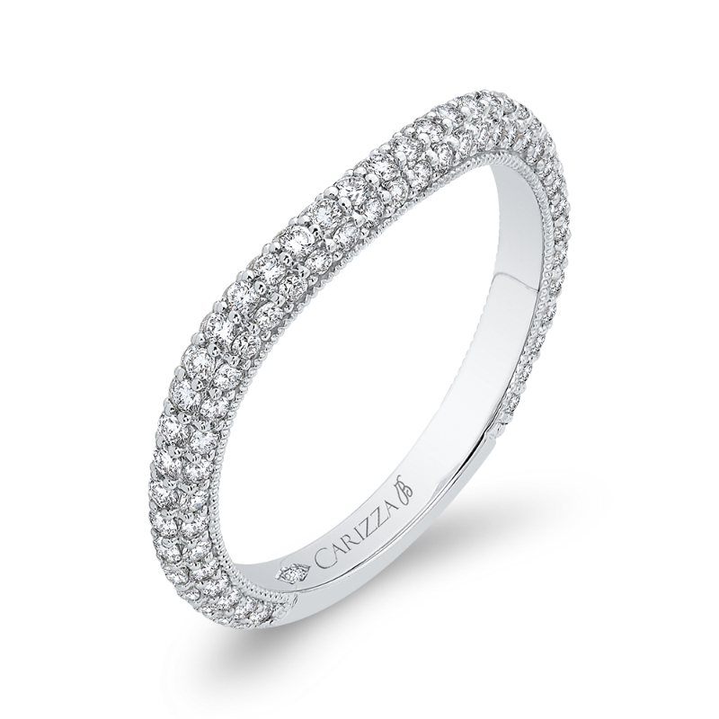 Round Diamond Wedding Band in 18K White Gold