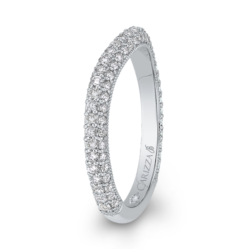 Round Diamond Wedding Band in 18K White Gold