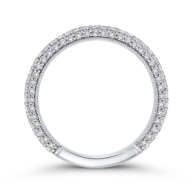 Round Diamond Wedding Band in 18K White Gold