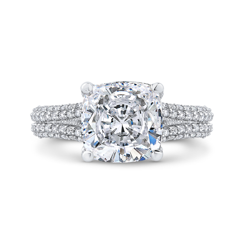 Cushion Cut Diamond Engagement Ring in 18K White Gold (Semi-Mount)