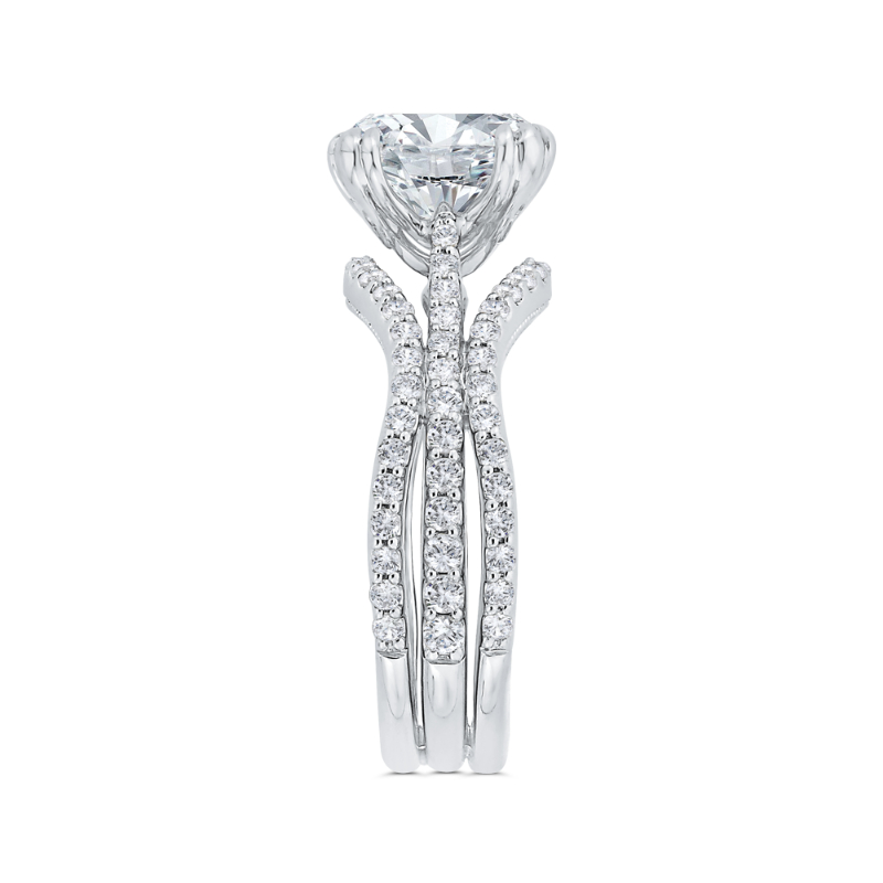 Split Shank Cushion Cut Diamond Engagement Ring in 14K White Gold (Semi-Mount)