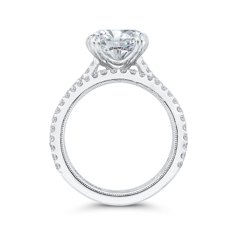 Split Shank Cushion Cut Diamond Engagement Ring in 14K White Gold (Semi-Mount)