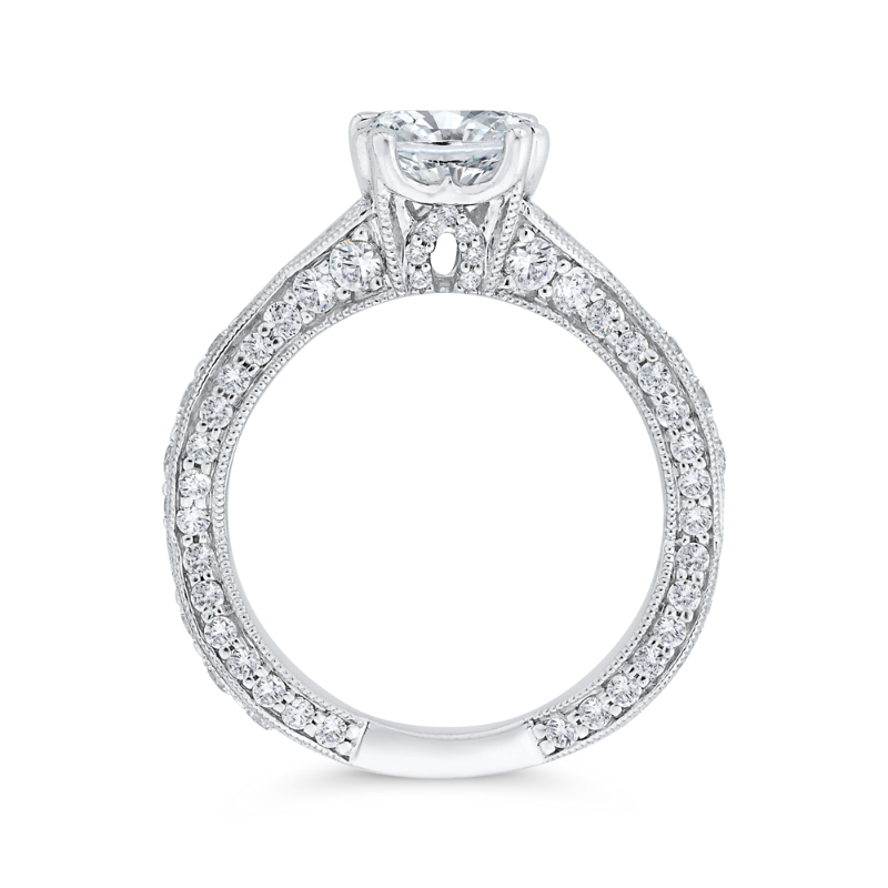 Cushion Cut Diamond Criss-Cross Engagement Ring in 14K White Gold (Semi-Mount)