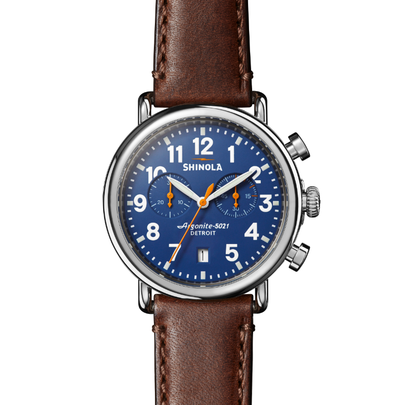 Runwell Chrono 41mm, Teak Leather Strap Watch