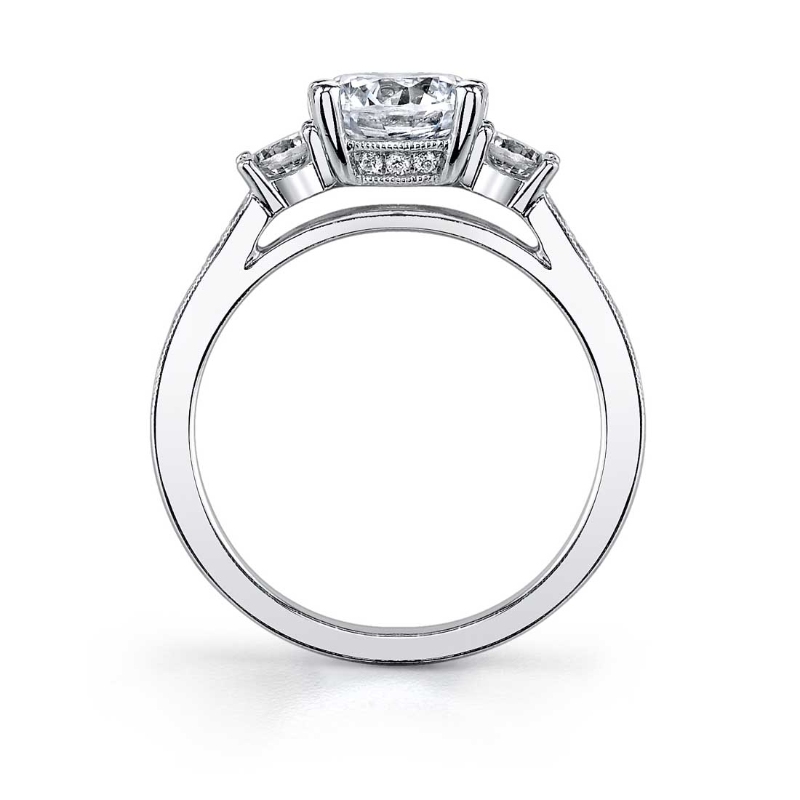 Emerald Cut Vintage Inspired Three Stone Engagement Ring - Noella